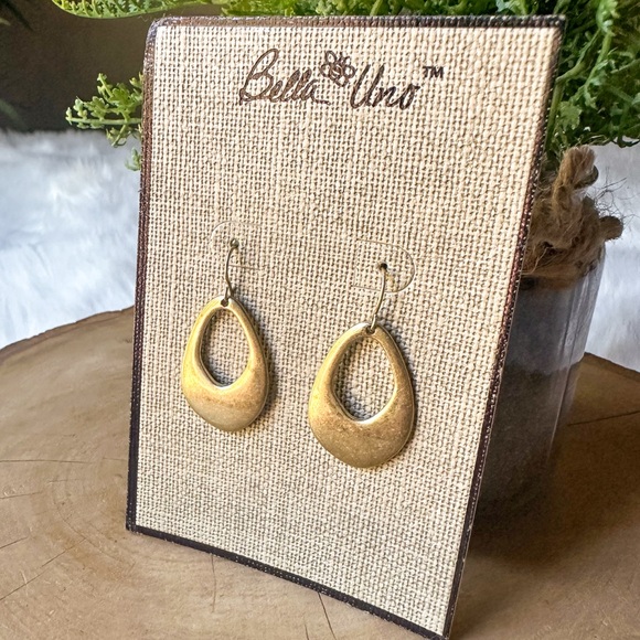 BELLA UNO Mod/Contemporary Open Teardrop Silver 1.6" Dangle Earrings NEW! - Picture 4 of 4